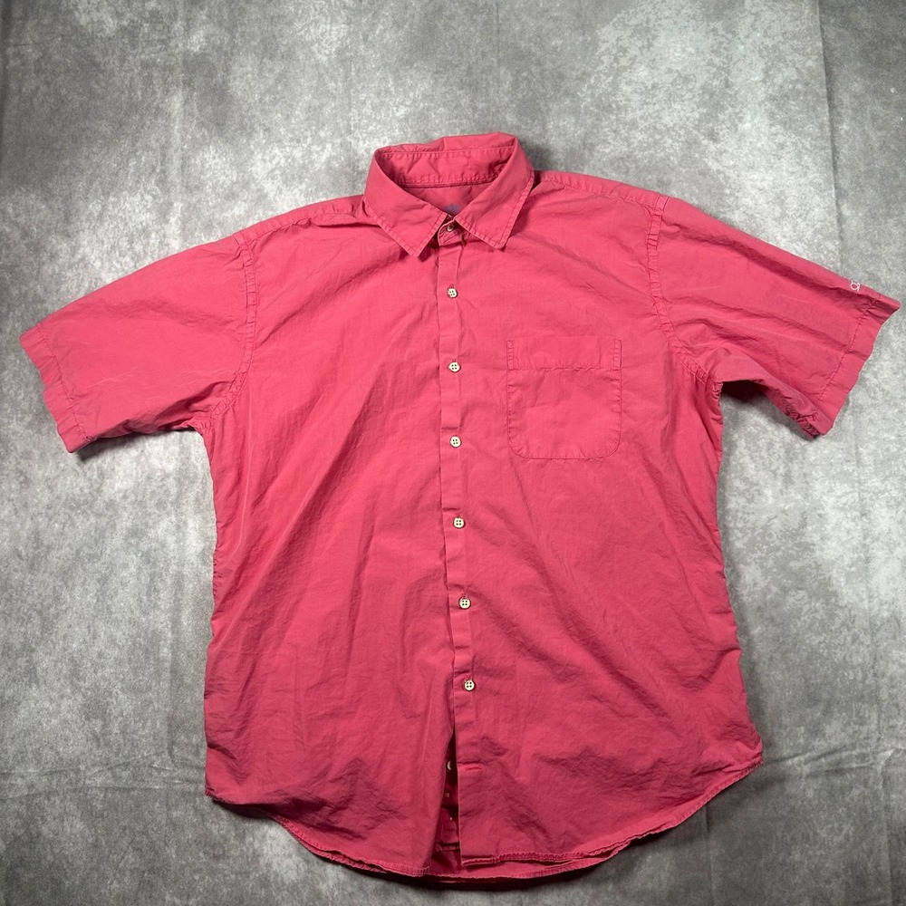 Peter‎ Millar Seaside Collection Mens Large Pink Short Sleeve Button Down Shirt